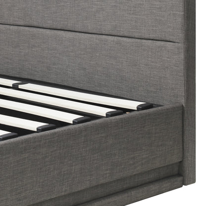 Bed Frame with Mattress Double Size LED Gas Lift Black & Grey LAYZ
