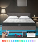Bed Frame with Mattress Queen Size LED Gas Lift Grey