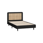 Bed Frame King Single Real Rattan Headboard Black