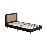 Bed Frame King Single Real Rattan Headboard Black