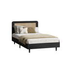 Bed Frame King Single Real Rattan Headboard Black