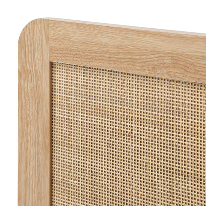 Bed Frame Wooden Bed Frame Rattan Headboard