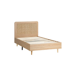 Bed Frame Wooden Bed Frame Rattan Headboard