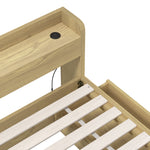 King Bed Frame with Charging Ports 2 Drawers Natural/White