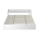 King Bed Frame with Charging Ports 2 Drawers Natural/White