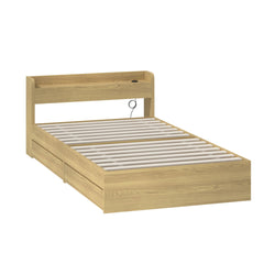 King Single Bed Frame with Charging Ports 2 Drawers