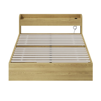 Double/Queen/King Wooden Bed Frame With Charging Ports And 2 Drawers Bedroom Furniture