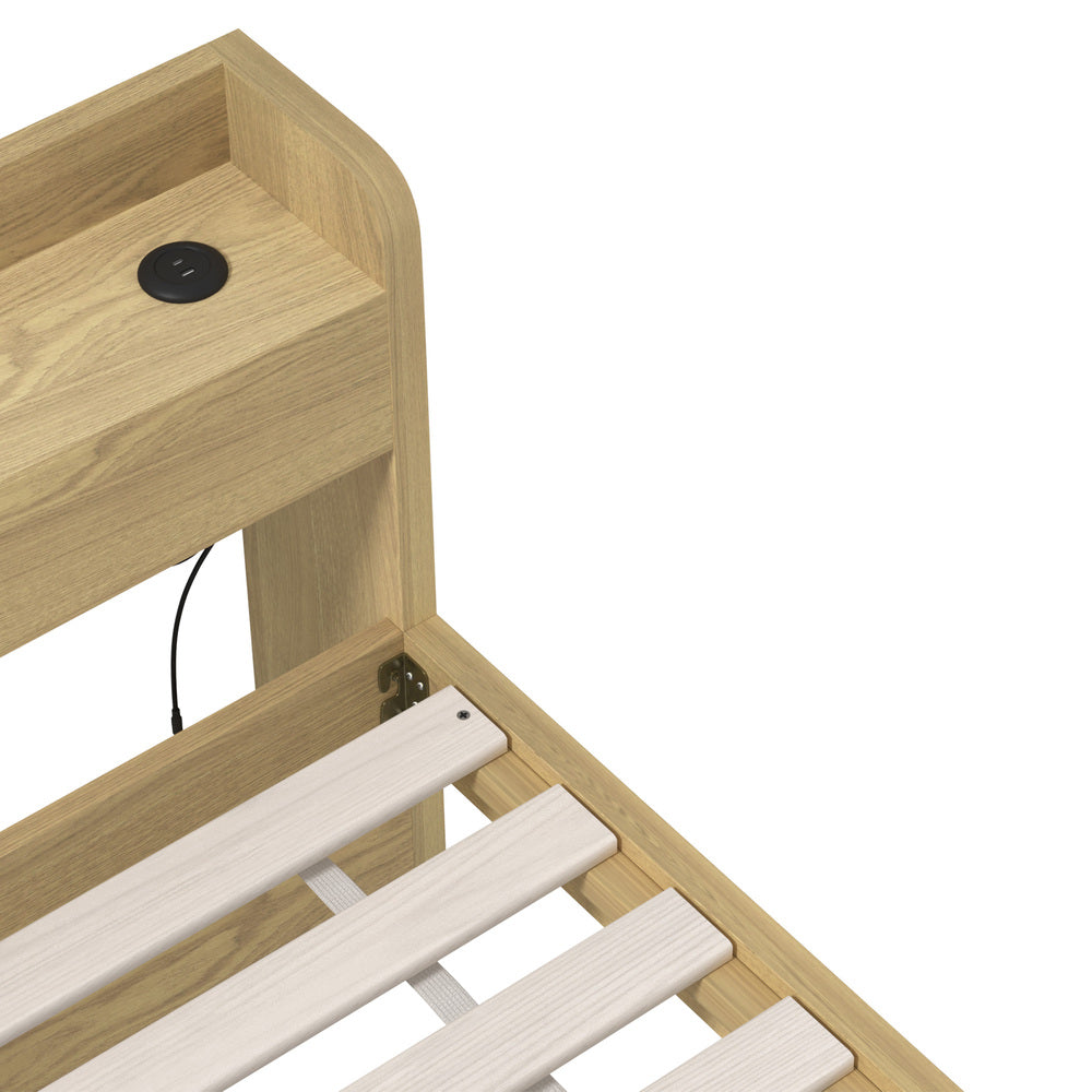 Double/Queen/King Wooden Bed Frame With Charging Ports And 2 Drawers Bedroom Furniture