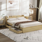 Double/Queen/King Wooden Bed Frame With Charging Ports And 2 Drawers Bedroom Furniture