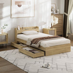 Single Wooden Bed Frame With Charging Ports And 2 Drawers Bedroom Furniture