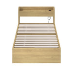 Single Wooden Bed Frame With Charging Ports And 2 Drawers Bedroom Furniture
