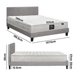 King Size Wooden Bed Frame Platform Base with Bonnell Spring Mattress Grey