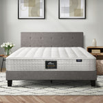 King Size Wooden Bed Frame Platform Base with Bonnell Spring Mattress Grey
