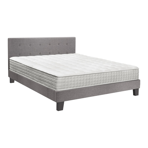  King Size Wooden Bed Frame Platform Base with Bonnell Spring Mattress Grey