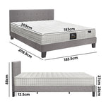 King Size Wooden Bed Frame Platform Base with Bonnell Spring Mattress Grey