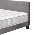 King Size Wooden Bed Frame Platform Base with Bonnell Spring Mattress Grey