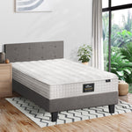 King Size Wooden Bed Frame Platform Base with Bonnell Spring Mattress Grey