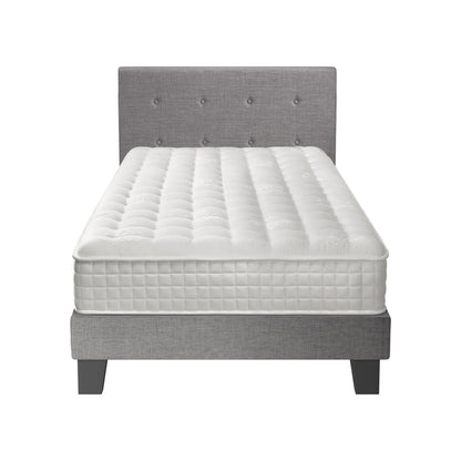 King Size Wooden Bed Frame Platform Base with Bonnell Spring Mattress Grey