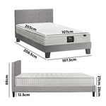 King Size Wooden Bed Frame Platform Base with Bonnell Spring Mattress Grey