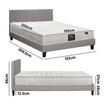 King Size Wooden Bed Frame Platform Base with Bonnell Spring Mattress Grey