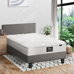 King Size Wooden Bed Frame Platform Base with Bonnell Spring Mattress Grey