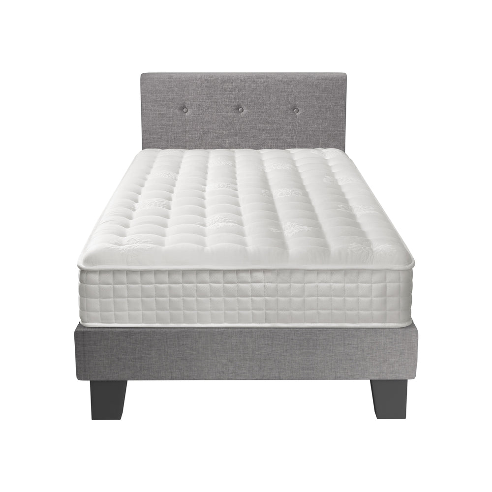 King Size Wooden Bed Frame Platform Base with Bonnell Spring Mattress Grey
