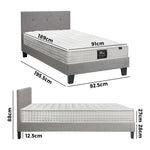 King Size Wooden Bed Frame Platform Base with Bonnell Spring Mattress Grey