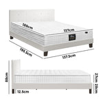King Wooden Bed Frame Platform with Mattress White