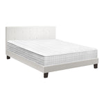 King Wooden Bed Frame Platform with Mattress White