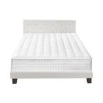 King Wooden Bed Frame Platform with Mattress White