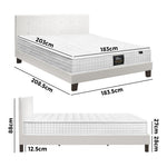 King Wooden Bed Frame Platform with Mattress White
