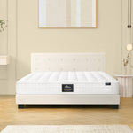 King Wooden Bed Frame Platform with Mattress White