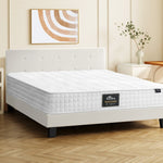 King Wooden Bed Frame Platform with Mattress White
