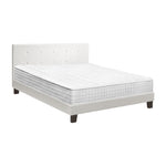 King Wooden Bed Frame Platform with Mattress White