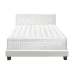 King Wooden Bed Frame Platform with Mattress White