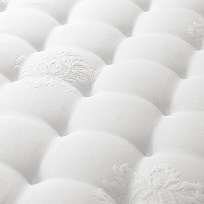 King Wooden Bed Frame Platform with Mattress White