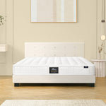King Wooden Bed Frame Platform with Mattress White