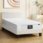 King Wooden Bed Frame Platform with Mattress White