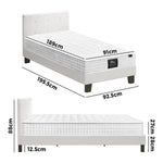King Wooden Bed Frame Platform with Mattress White