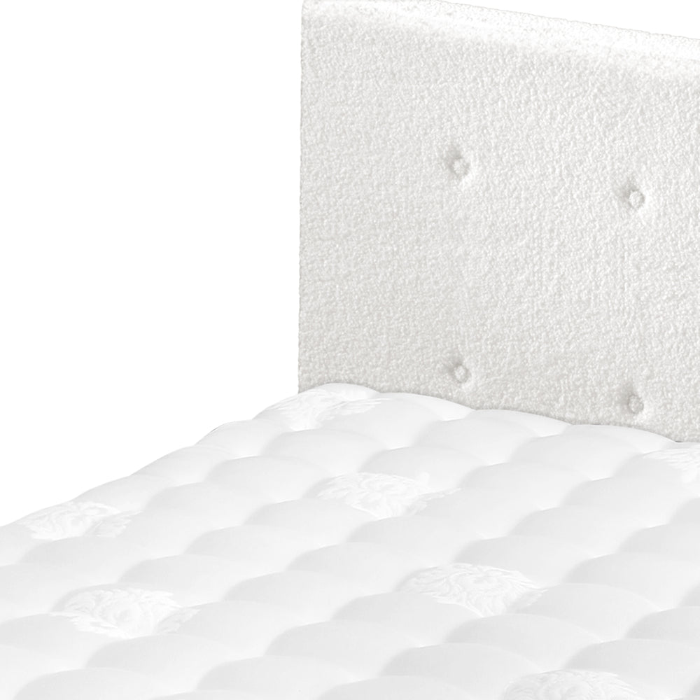 King Wooden Bed Frame Platform with Mattress White