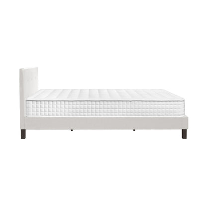 King Wooden Bed Frame Platform with Mattress White