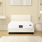 King Wooden Bed Frame Platform with Mattress White
