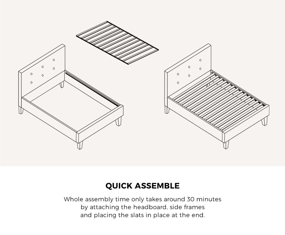 King Wooden Bed Frame Platform with Mattress White