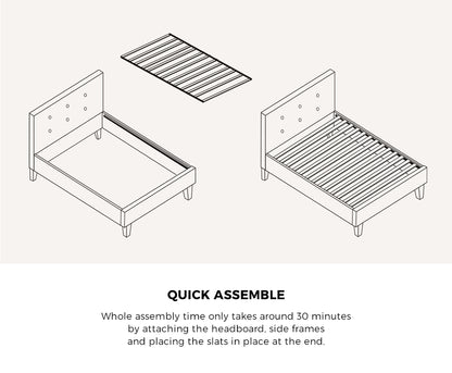 King Wooden Bed Frame Platform with Mattress White