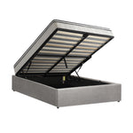 Double Bed Frame Storage Platform with 22cm Mattress Grey Upholstered