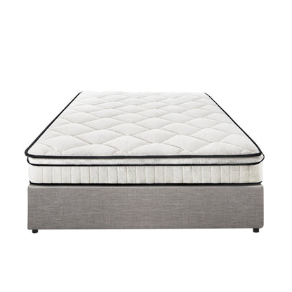 Double Bed Frame Storage Platform with 22cm Mattress Grey Upholstered