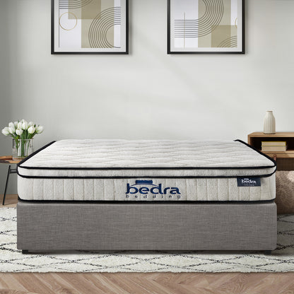 Double Bed Frame Storage Platform with 22cm Mattress Grey Upholstered