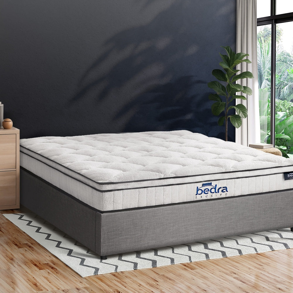 Double Bed Frame Storage Platform with 22cm Mattress Grey Upholstered