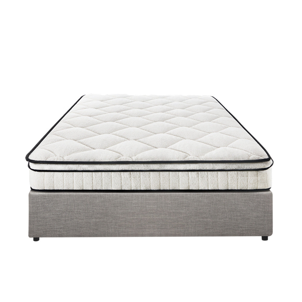 Double Bed Frame Storage Platform with 22cm Mattress Grey Upholstered
