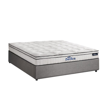 Double Bed Frame Storage Platform with 22cm Mattress Grey Upholstered